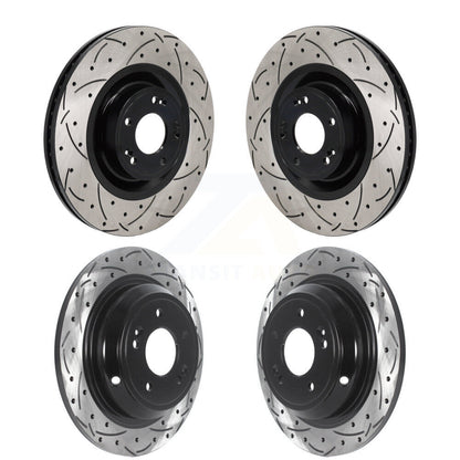 Coated Drilled Slot Disc Brake Rotor Front Rear Kit For Hyundai Genesis G80 5.0L