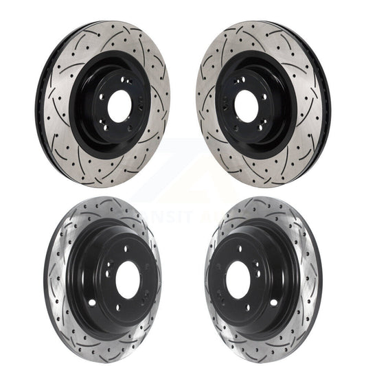 Coated Drilled Slot Disc Brake Rotor Front Rear Kit For Hyundai Genesis G80 5.0L