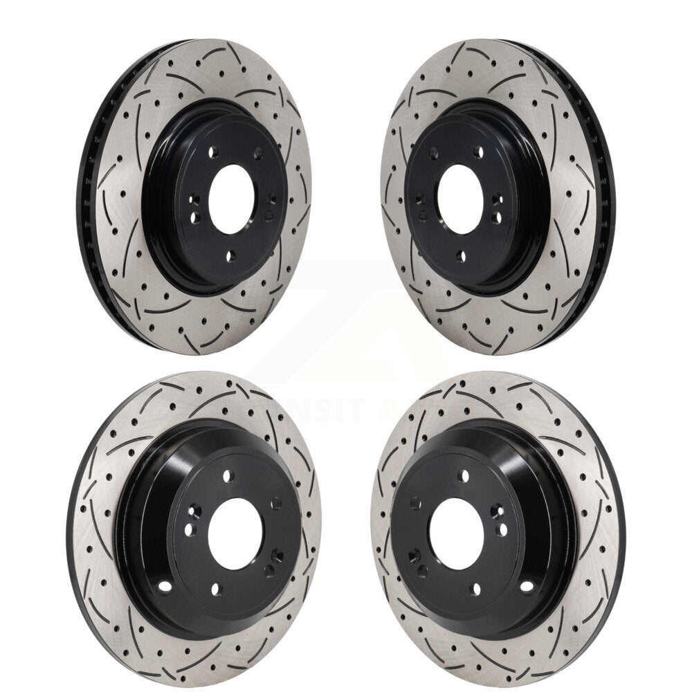 Coated Drilled Slot Disc Brake Rotors Front Rear Kit For Genesis G70 Kia Stinger