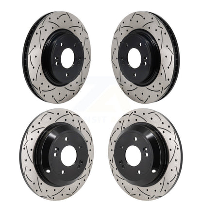 Coated Drilled Slot Disc Brake Rotors Front Rear Kit For Genesis G70 Kia Stinger