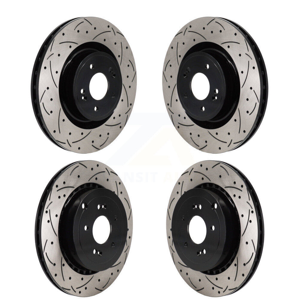 Coated Drilled Slot Disc Brake Rotors Front Rear Kit For Kia Stinger Genesis G70