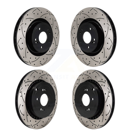 Coated Drilled Slot Disc Brake Rotors Front Rear Kit For Kia Stinger Genesis G70