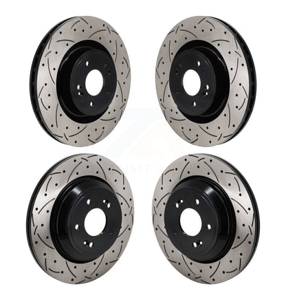 Coated Drilled Slotted Disc Brake Rotor Front Rear Kit For 2022 Genesis G70 3.3L