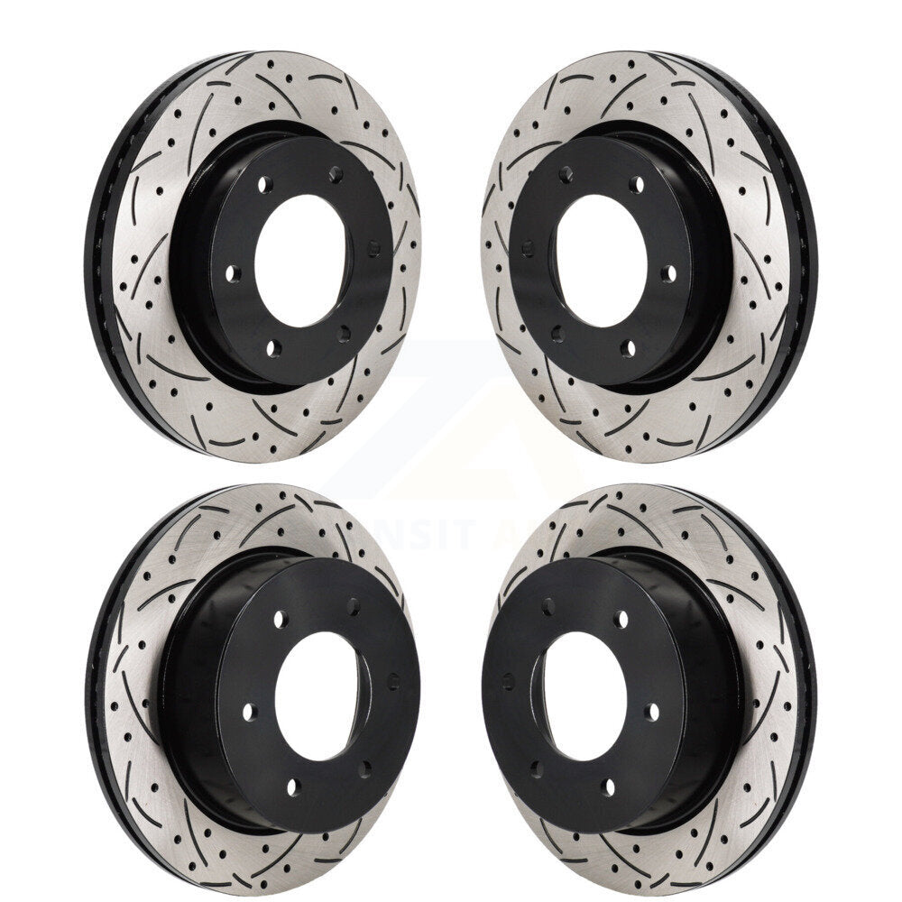 Coated Drilled Slotted Disc Brake Rotors Front Rear Kit For Ford Ranger Bronco
