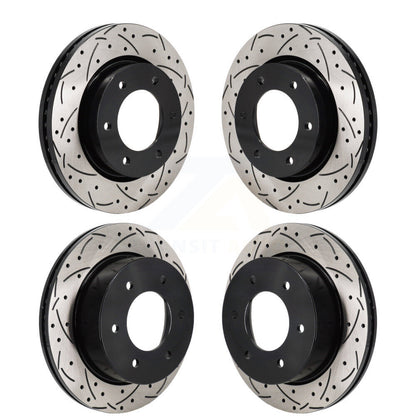 Coated Drilled Slotted Disc Brake Rotors Front Rear Kit For Ford Ranger Bronco