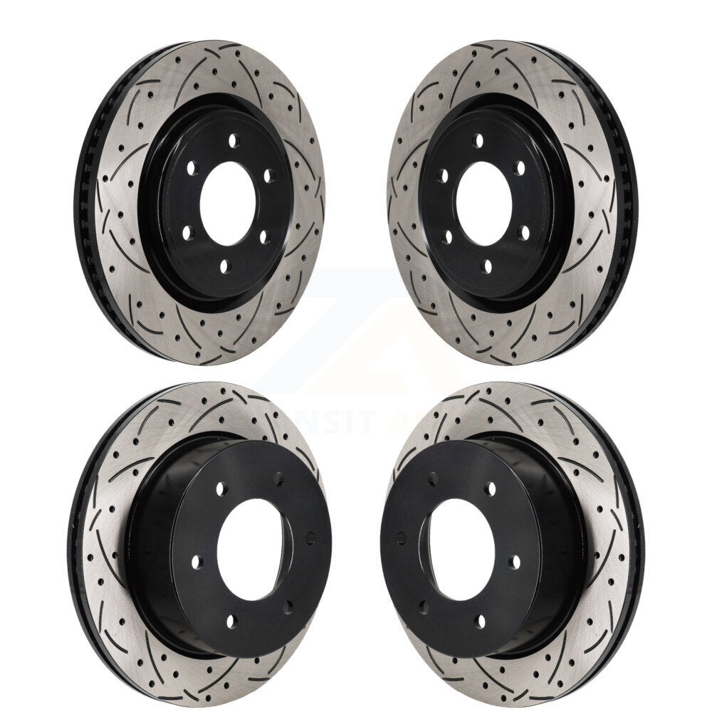 Coated Drill Slot Disc Brake Rotor Front Rear Kit For 2022-2024 Ford Bronco 3.0L