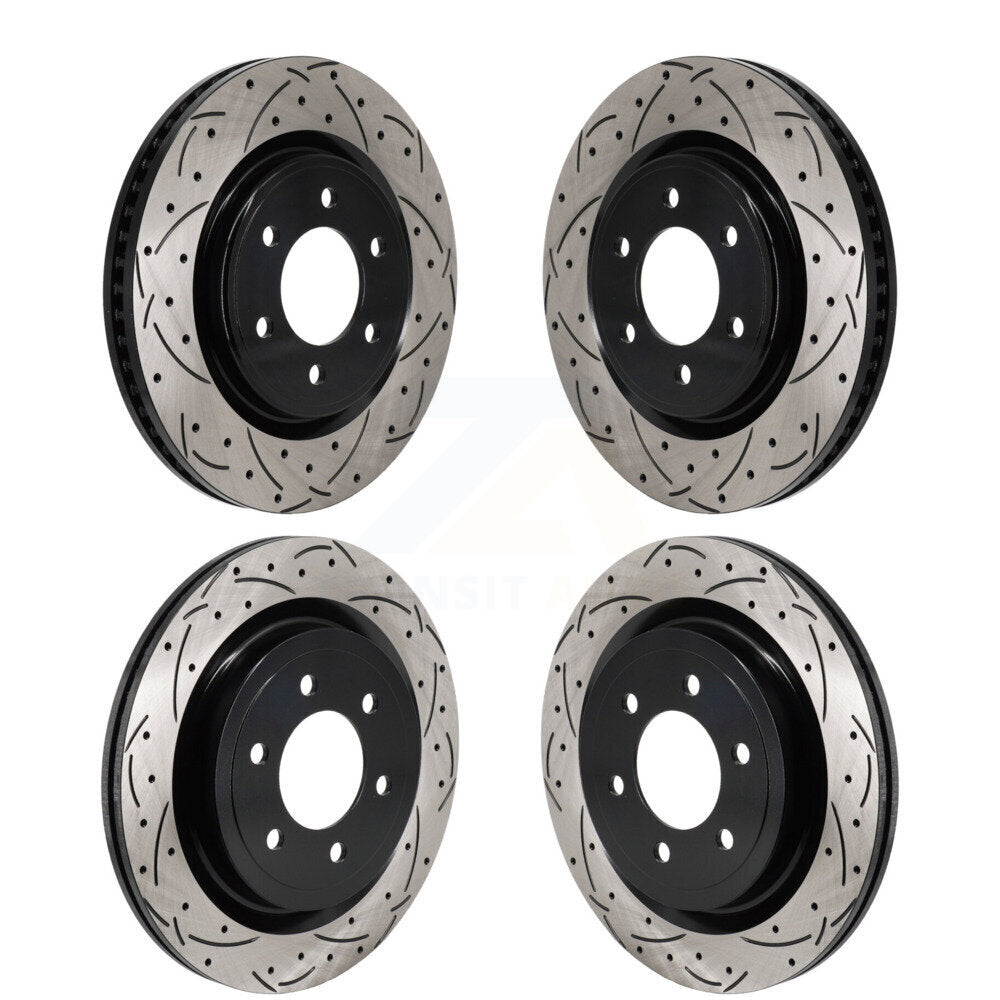 Coated Drilled Slotted Disc Brake Rotors Front Rear Kit For Ford F-150
