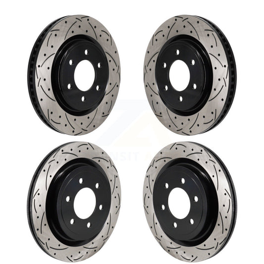 Coated Drilled Slotted Disc Brake Rotors Front Rear Kit For Ford F-150