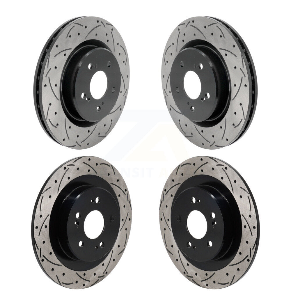 Coated Drilled Slot Disc Brake Rotor Front Rear Kit For 2021-2023 Acura TLX 2.0L