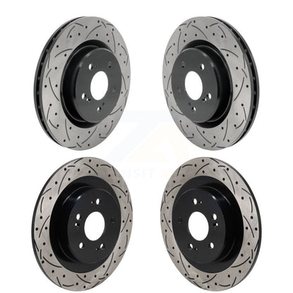 Coated Drilled Slot Disc Brake Rotor Front Rear Kit For 2021-2023 Acura TLX 2.0L