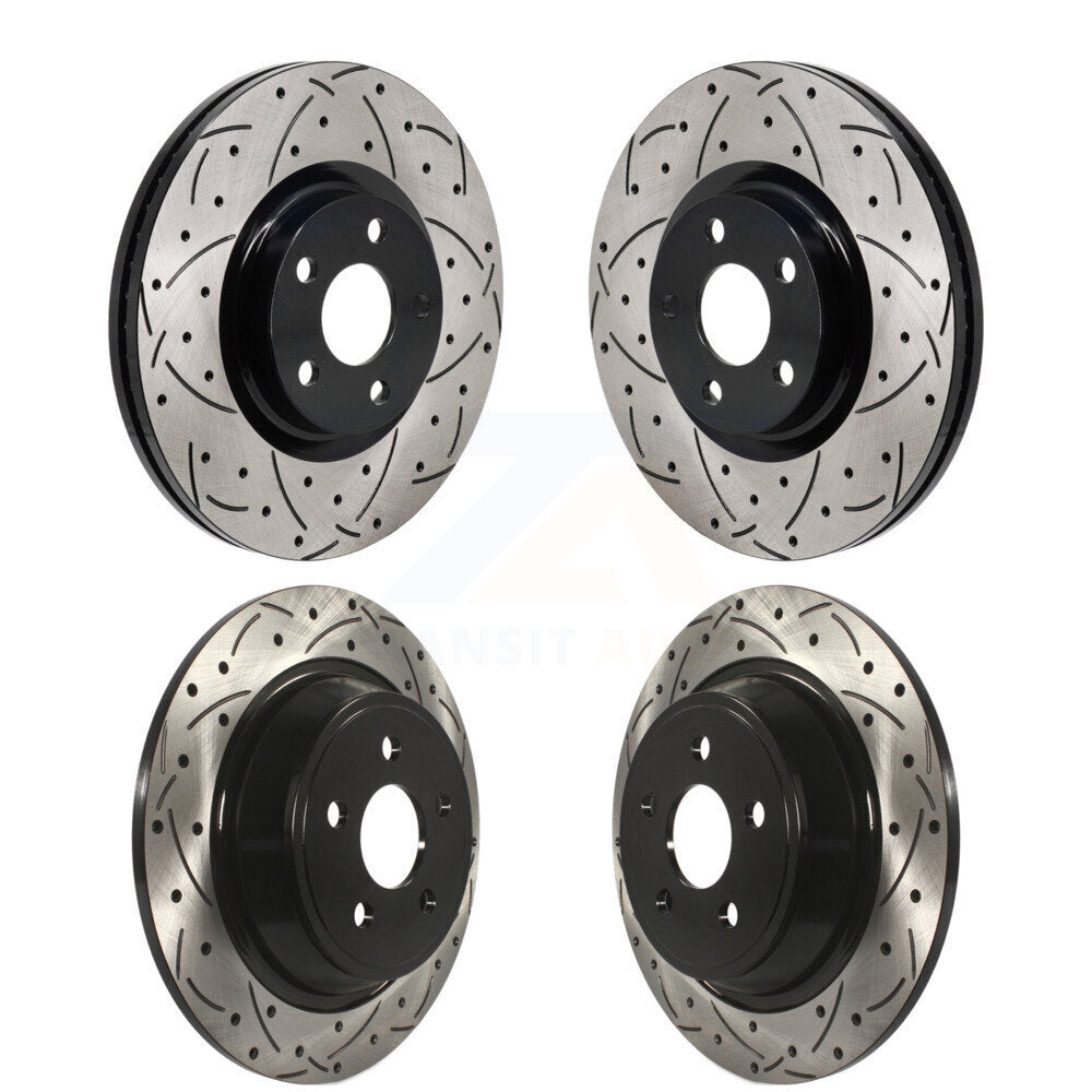 Coated Drill Slot Disc Brake Rotor Front Rear Kit For 2017-2020 Lincoln MKZ 2.0L