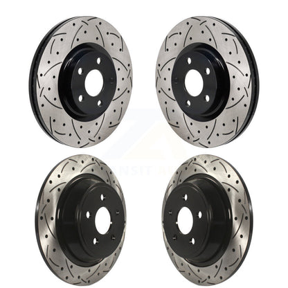 Coated Drill Slot Disc Brake Rotor Front Rear Kit For 2017-2020 Lincoln MKZ 2.0L