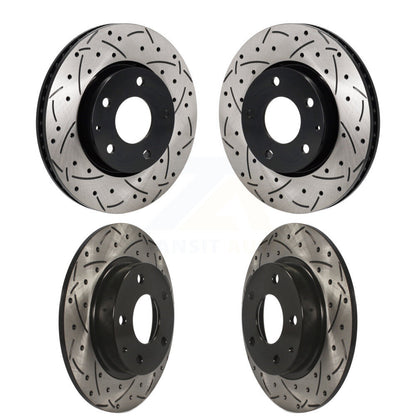 Coated Drilled Slotted Disc Brake Rotors Front Rear Kit For Mazda 3 Sport FWD