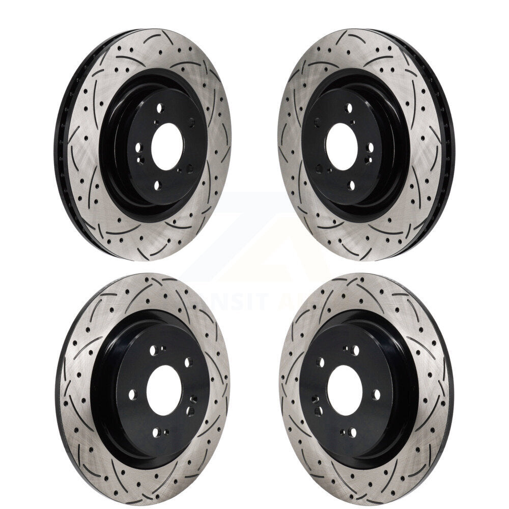 Coated Drilled Slot Disc Brake Rotor Front Rear Kit For 2022-2023 Acura MDX 3.5L