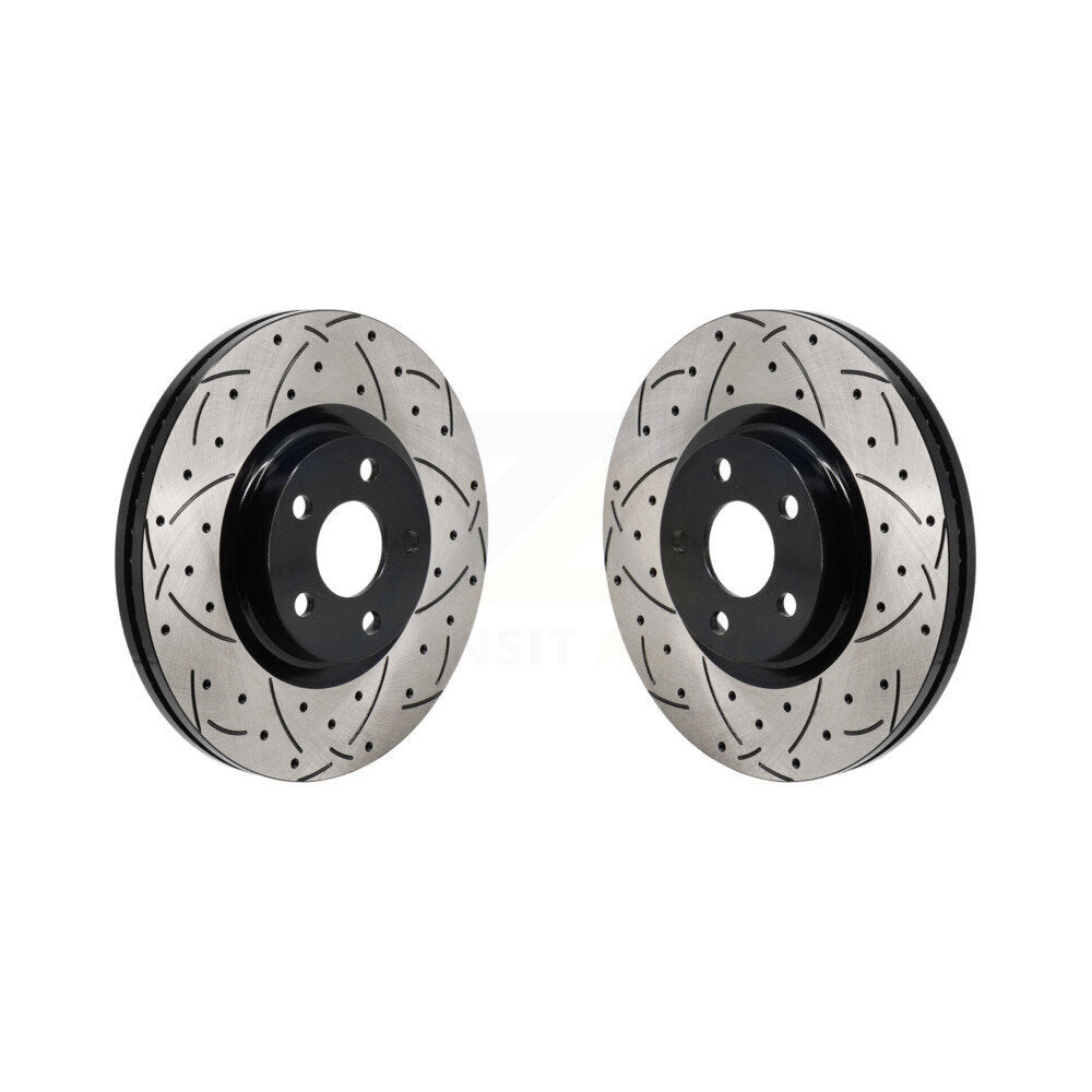 Coated Drilled Slot Disc Brake Rotors Front Pair For 2017-2020 Lincoln MKZ 2.0L