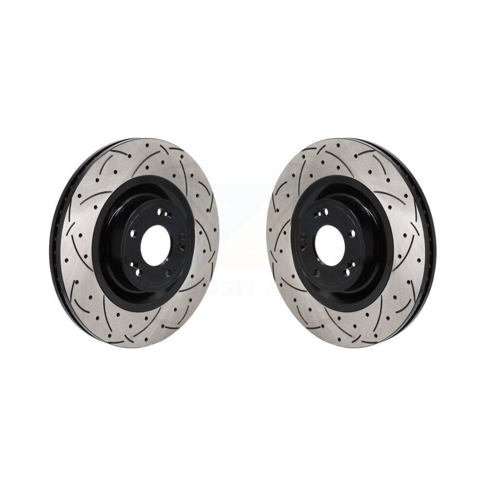 Drilled Slot Disc Brake Rotors Front Pair For Hyundai Genesis Equus G80 Kia K900
