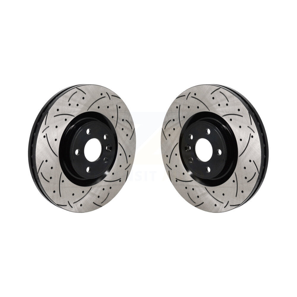 Drilled Slot Brake Rotors Front Pair For Land Rover Discovery Sport Range Evoque