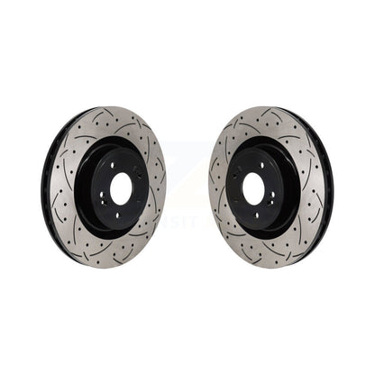 Coated Drilled Slotted Disc Brake Rotors Front Pair For Genesis G70 Kia Stinger