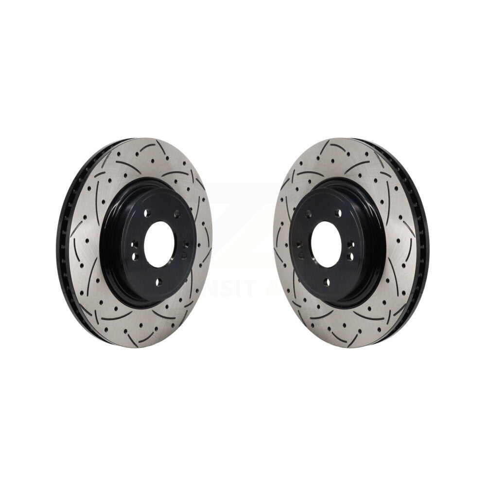 Coated Drilled Slotted Disc Brake Rotors Front Pair For Genesis G70 Kia Stinger