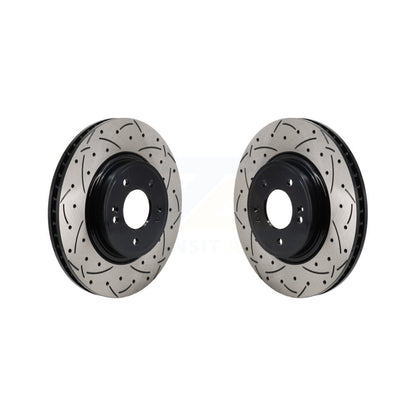 Coated Drilled Slotted Disc Brake Rotors Front Pair For Genesis G70 Kia Stinger