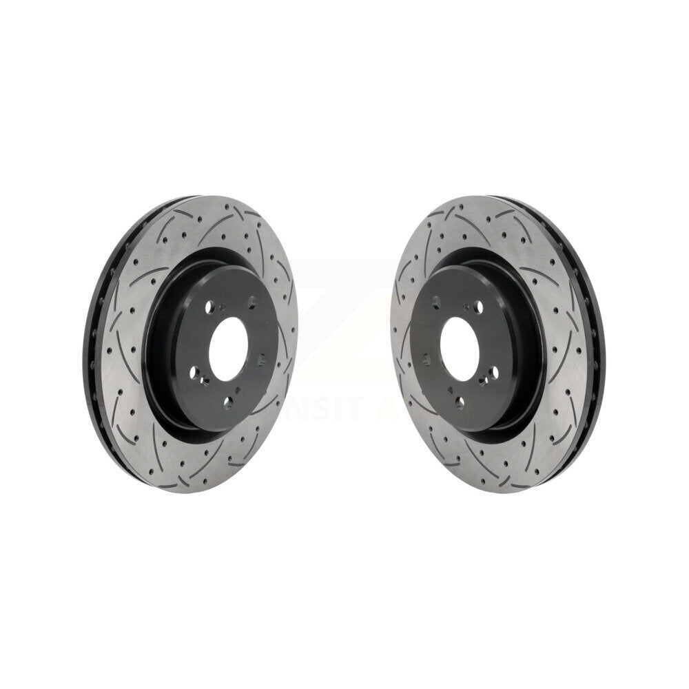 Coated Drilled Slotted Disc Brake Rotors Front Pair For 2021-2023 Acura TLX 2.0L