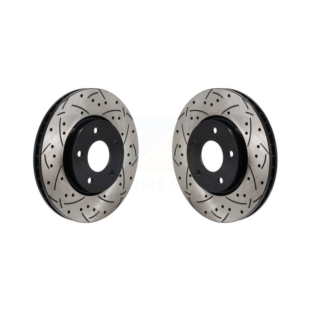 Coated Drilled Slotted Disc Brake Rotors Front Pair For Nissan Rogue