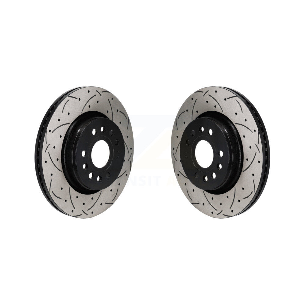 Coated Drill Slot Disc Brake Rotor Front Pair For Ram 1500 Jeep Wagoneer Grand L