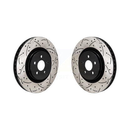 Drill Slot Brake Rotors Front Pair For 19-24 Ford Edge With Red Painted Calipers
