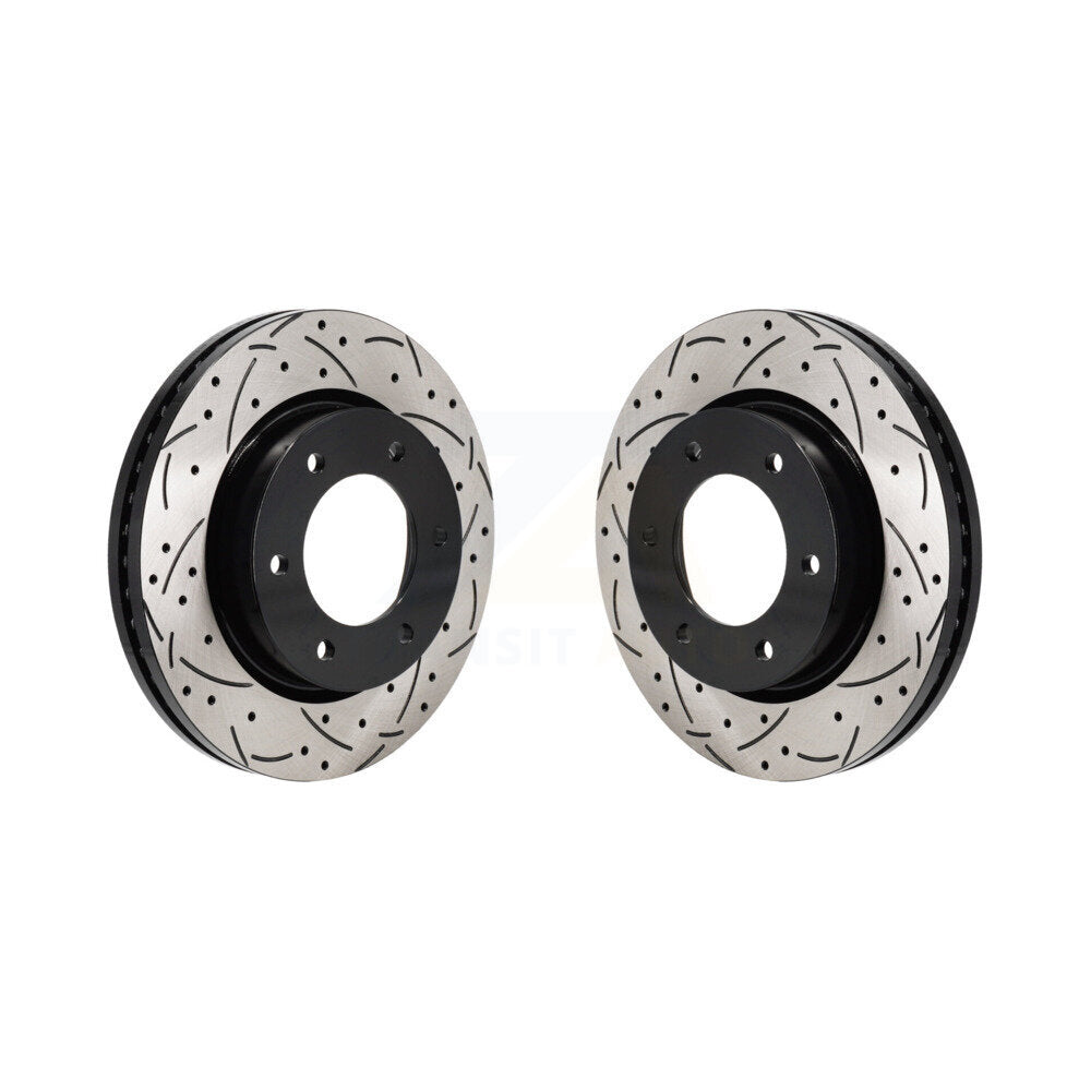 Coated Drilled Slotted Disc Brake Rotors Front Pair For Ford Ranger Bronco