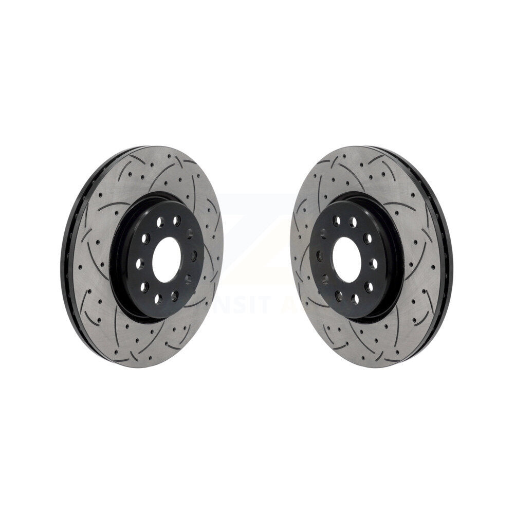 Coated Drilled Slotted Disc Brake Rotors Front Pair For Jeep Grand Cherokee L