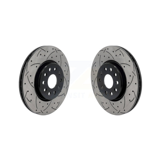Coated Drilled Slotted Disc Brake Rotors Front Pair For Jeep Grand Cherokee L