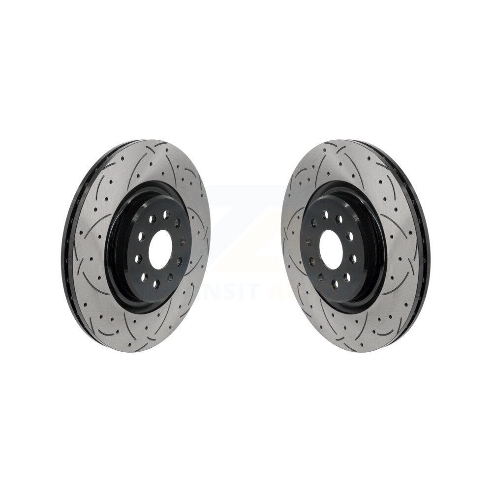 Coat Drill Slot Disc Brake Rotors Front Pair For 2022-2024 Jeep Grand Cherokee L