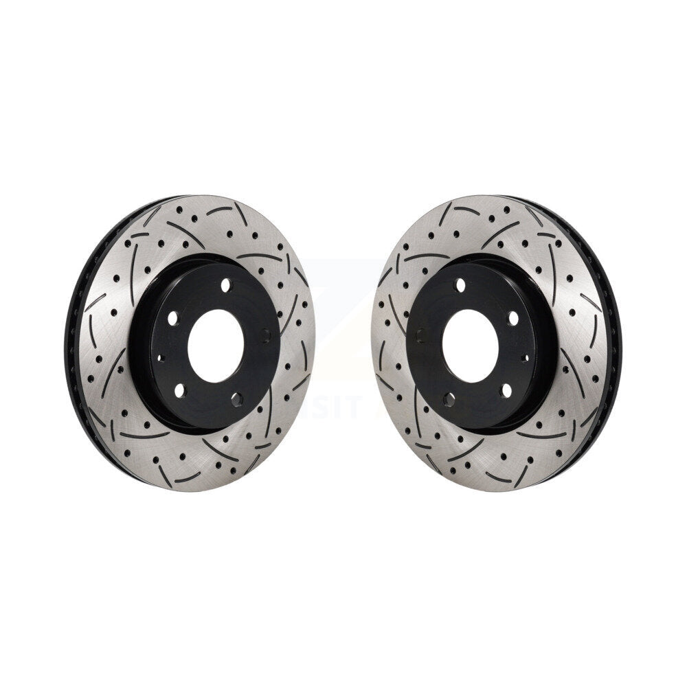 Coated Drilled Slotted Disc Brake Rotors Front Pair For Mazda 3 Sport FWD