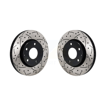 Coated Drilled Slotted Disc Brake Rotors Front Pair For Mazda 3 Sport FWD