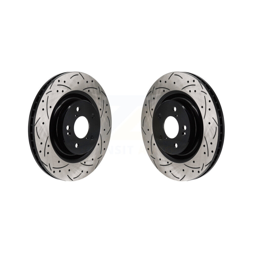 Coated Drilled Slotted Disc Brake Rotors Front Pair For Acura MDX Honda Pilot