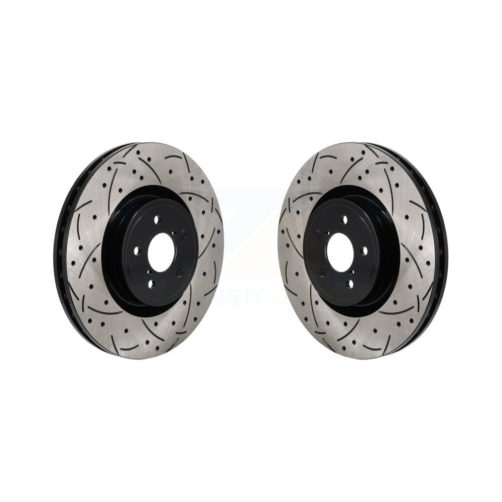 Coated Drilled Slot Disc Brake Rotor Front Pair For Subaru BRZ Impreza Toyota 86