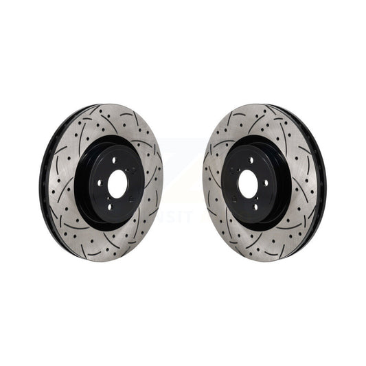 Coated Drilled Slot Disc Brake Rotor Front Pair For Subaru BRZ Impreza Toyota 86