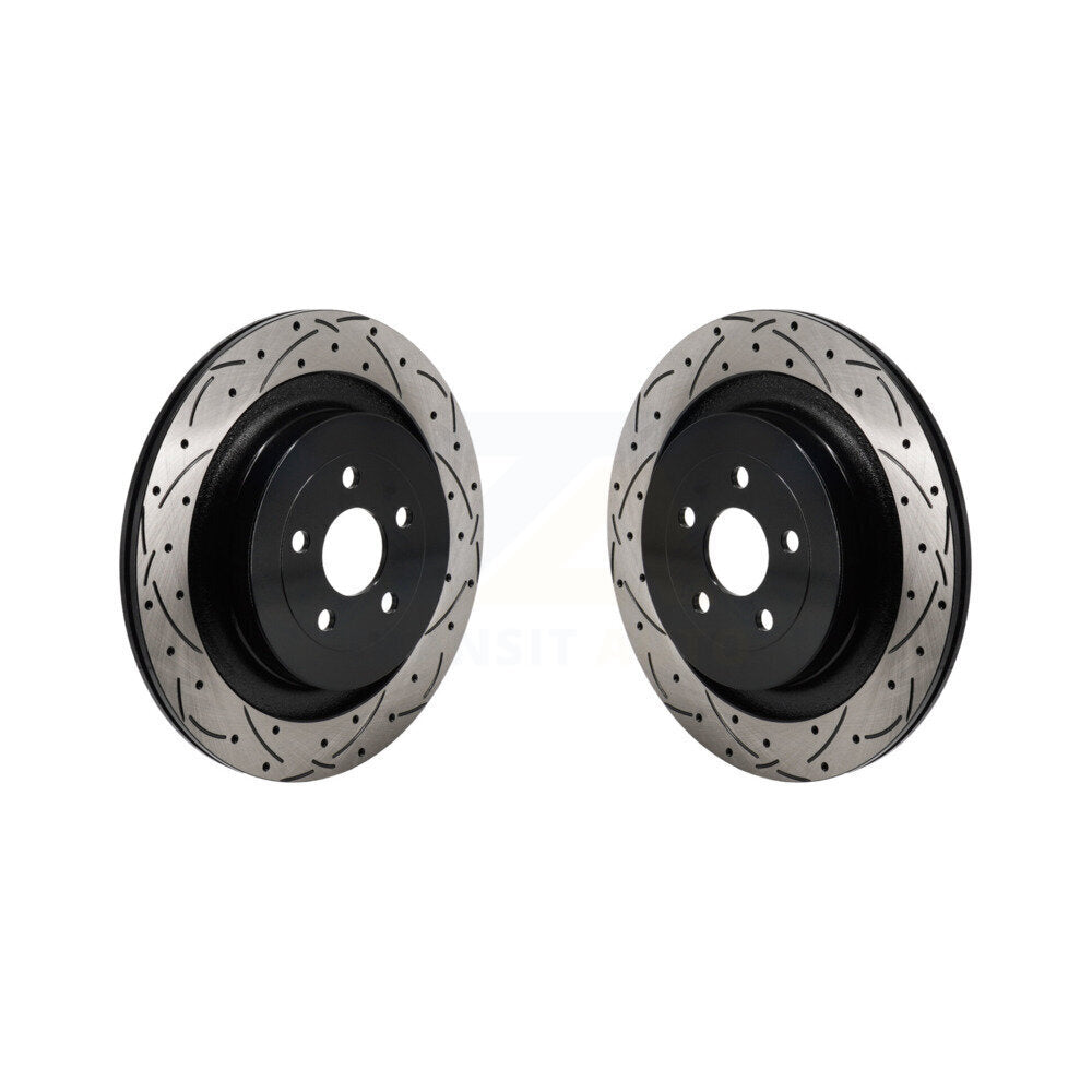 Coated Drilled Slotted Disc Brake Rotor Rear Pair For Ford Edge Lincoln Nautilus