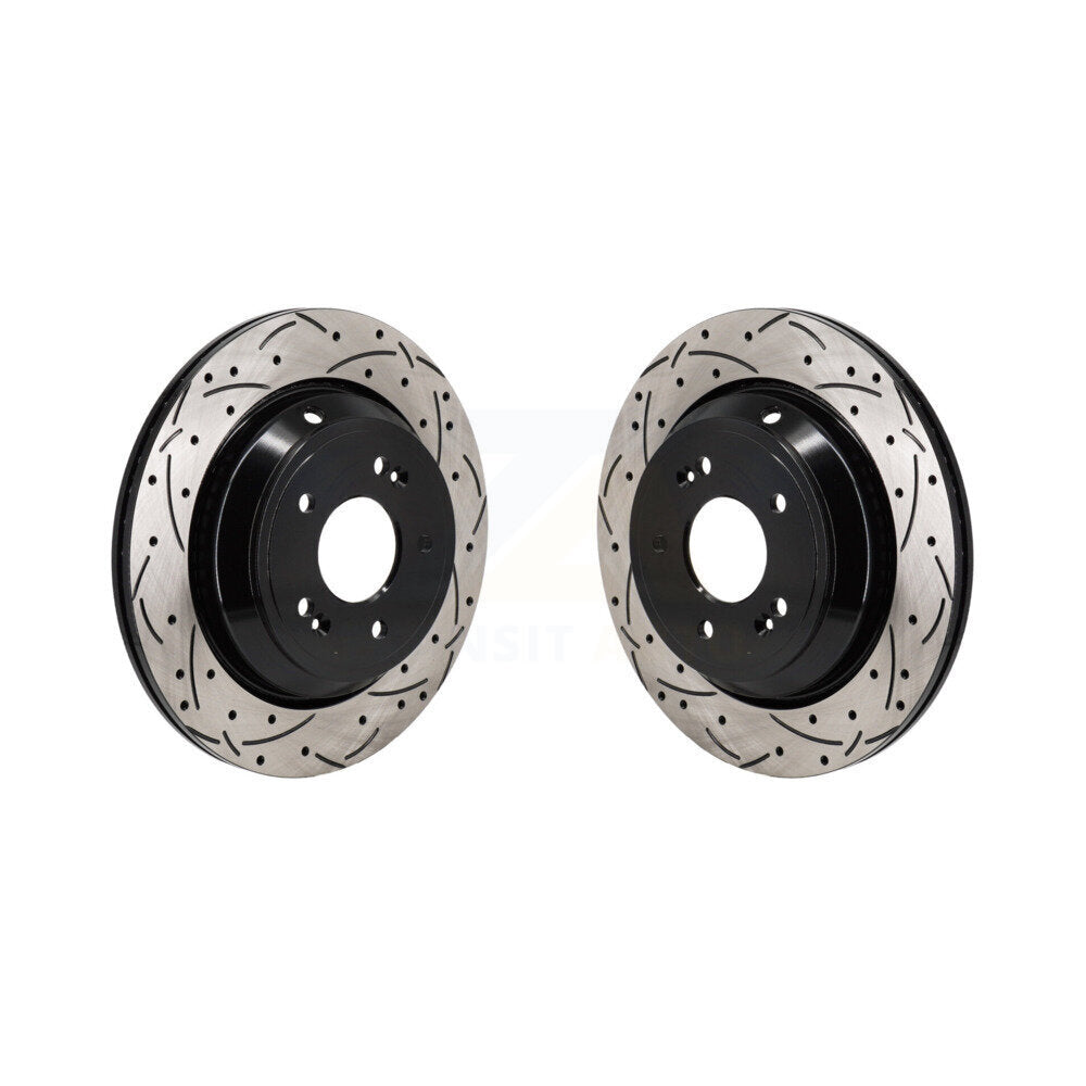 Coated Drilled Slotted Disc Brake Rotors Rear Pair For Hyundai Equus Kia K900