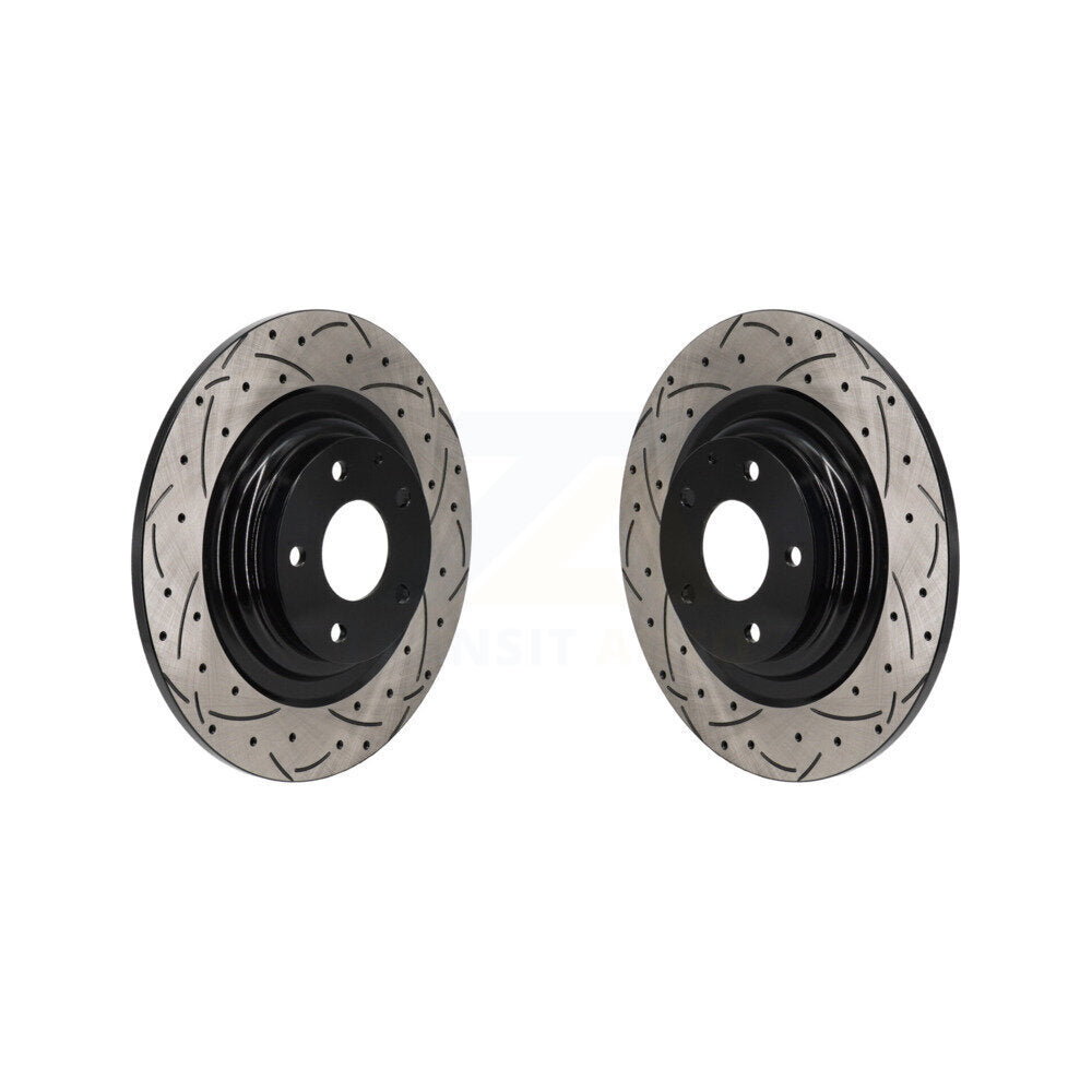 Coated Drilled Slotted Disc Brake Rotors Rear Pair For 2016-2023 Mazda CX-9