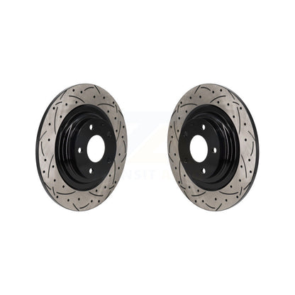 Coated Drilled Slotted Disc Brake Rotors Rear Pair For 2016-2023 Mazda CX-9