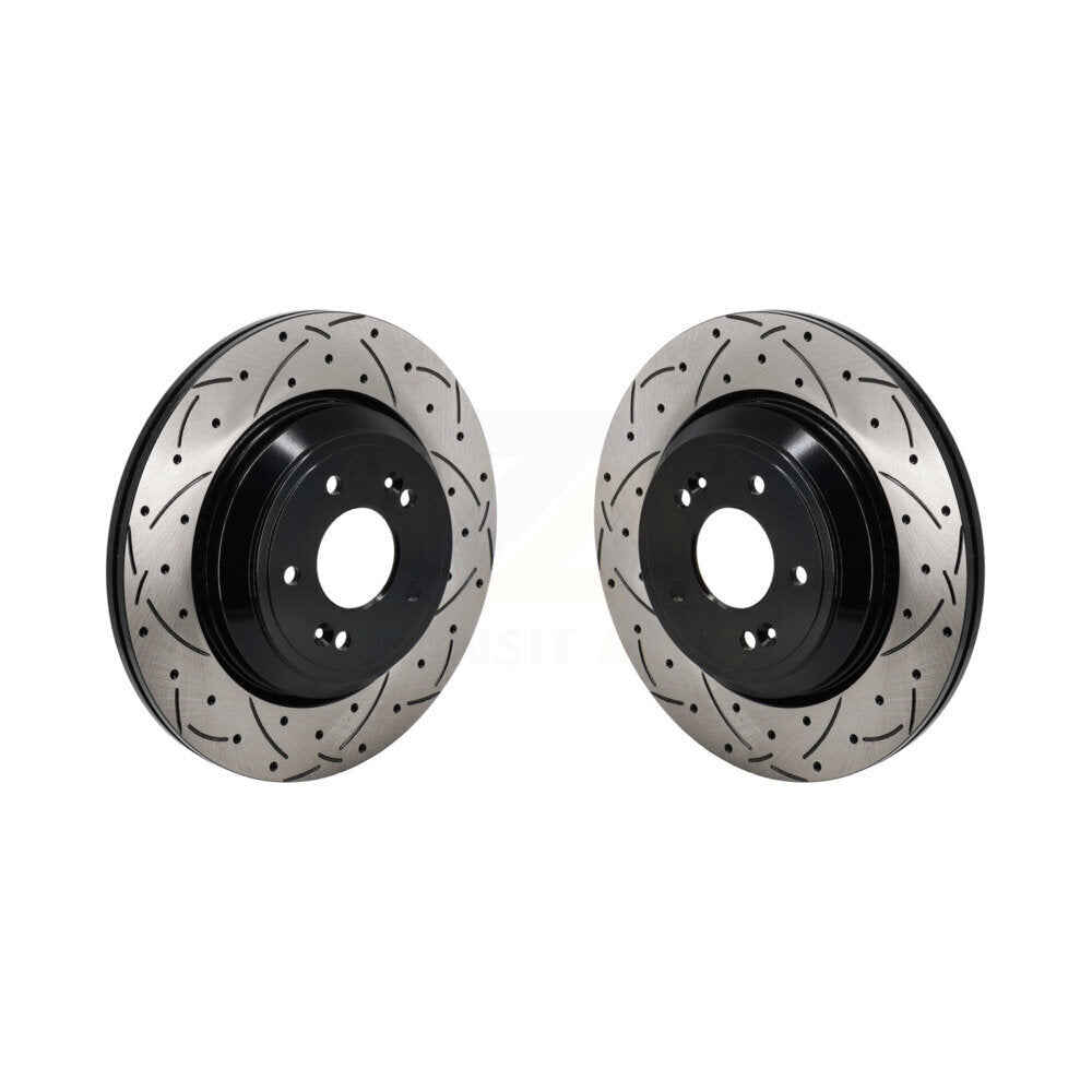 Coated Drilled Slot Disc Brake Rotors Rear Pair For Genesis G70 Kia Stinger G80