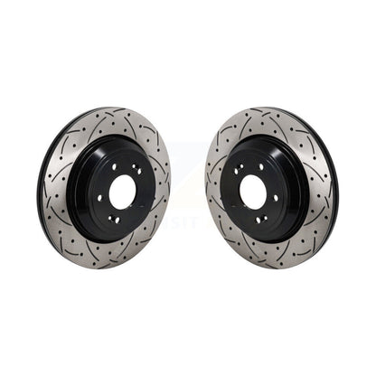 Coated Drilled Slot Disc Brake Rotors Rear Pair For Genesis G70 Kia Stinger G80
