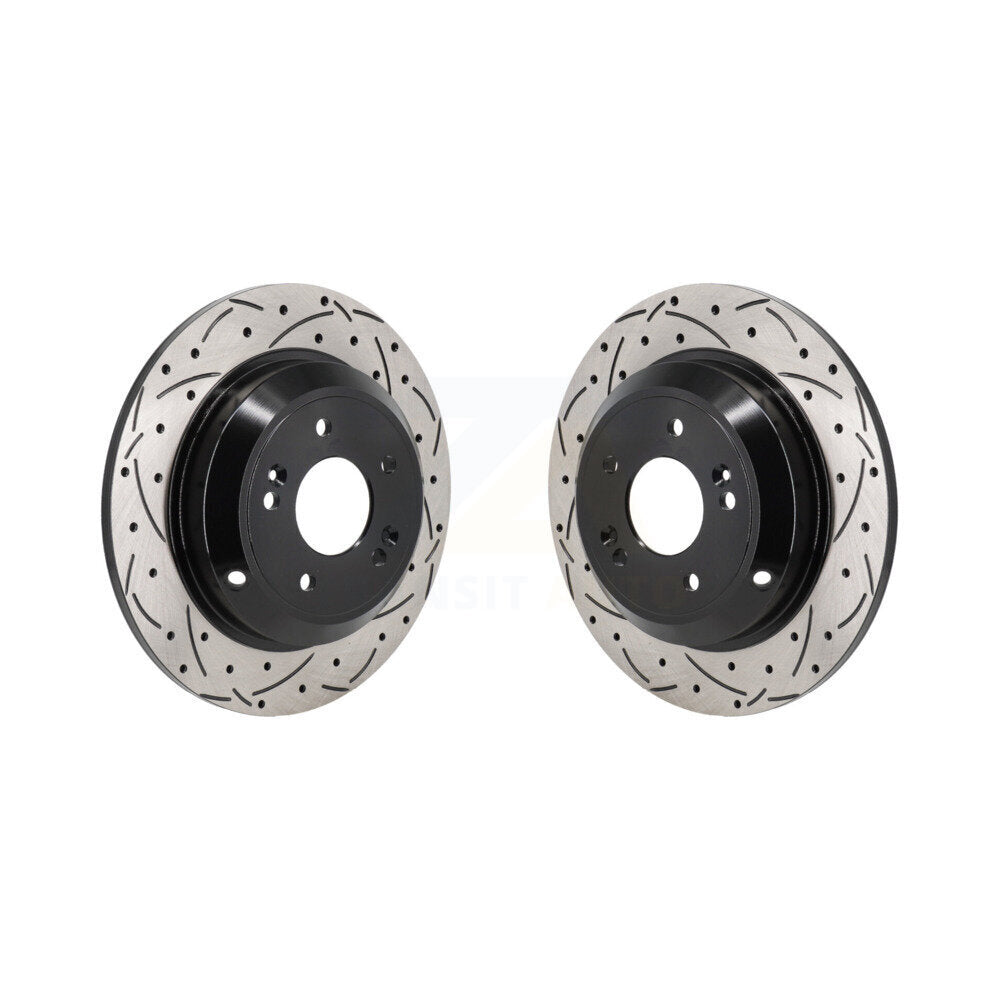 Coated Drilled Slotted Disc Brake Rotors Rear Pair For Genesis G70 Kia Stinger
