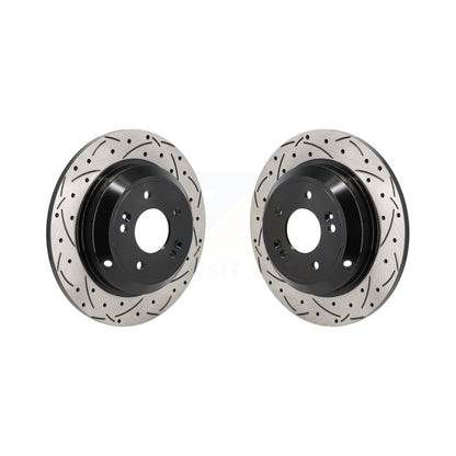 Coated Drilled Slotted Disc Brake Rotors Rear Pair For Genesis G70 Kia Stinger