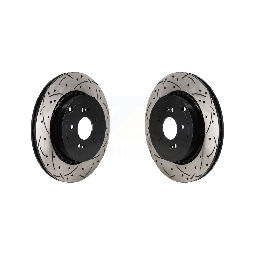 Coated Drilled Slotted Disc Brake Rotors Rear Pair For Genesis G70 Kia Stinger