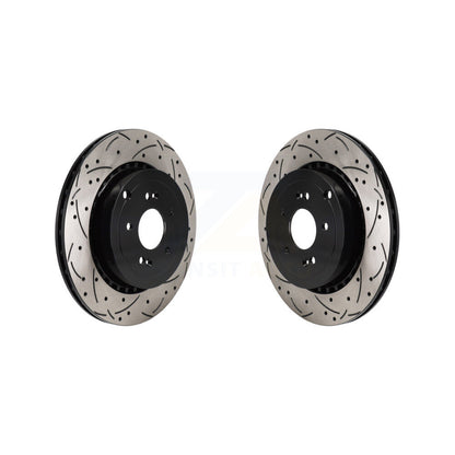 Coated Drilled Slotted Disc Brake Rotors Rear Pair For Genesis G70 Kia Stinger
