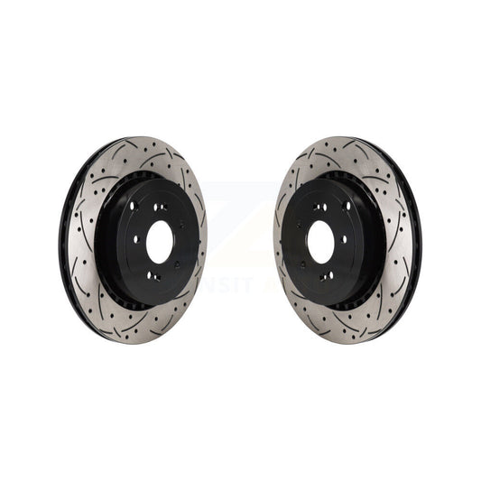 Coated Drilled Slotted Disc Brake Rotors Rear Pair For Genesis G70 Kia Stinger