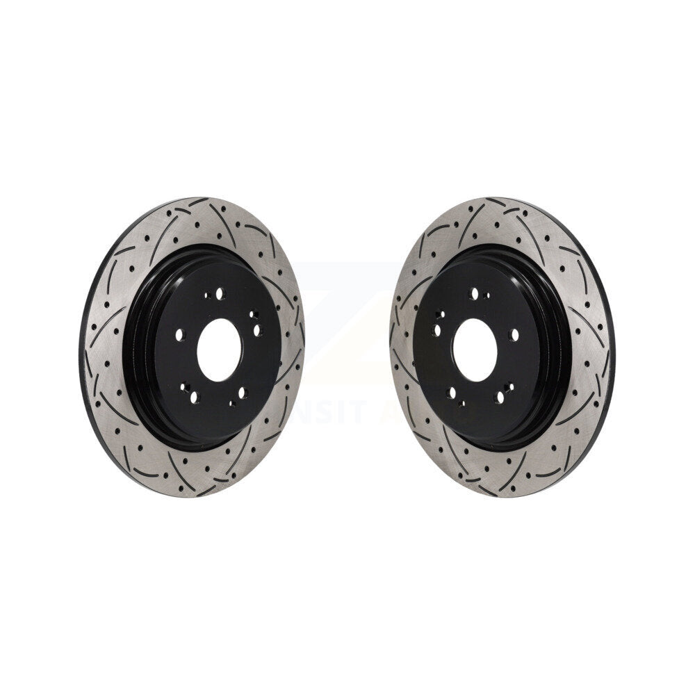 Coated Drilled Slot Disc Brake Rotors Rear Pair For Acura RDX Honda HR-V Clarity