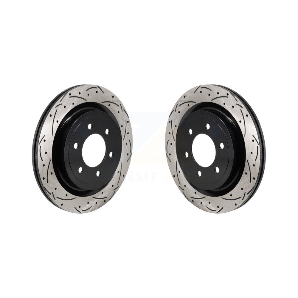 Coated Drilled Slotted Disc Brake Rotors Rear Pair For Ford F-150 Lightning